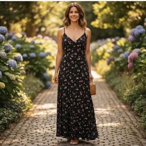 Nine Britton Black Floral Maxi Dress